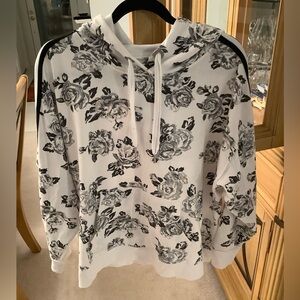 Great Calvin Klein 1X Black & White Floral Print Women's Hoodie